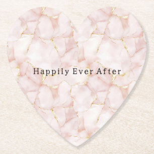 Dessous-de-verre En Papier Mariage Floral aux Pétales de Rose Rose Pâle Doré
