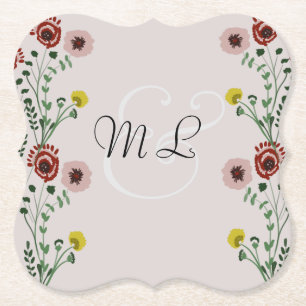 Dessous-de-verre En Papier Mariage Floral Brodé Moderne Vintage