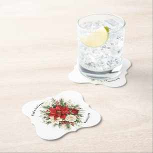 Dessous-de-verre En Papier Mariage Floral de Noël Élégant