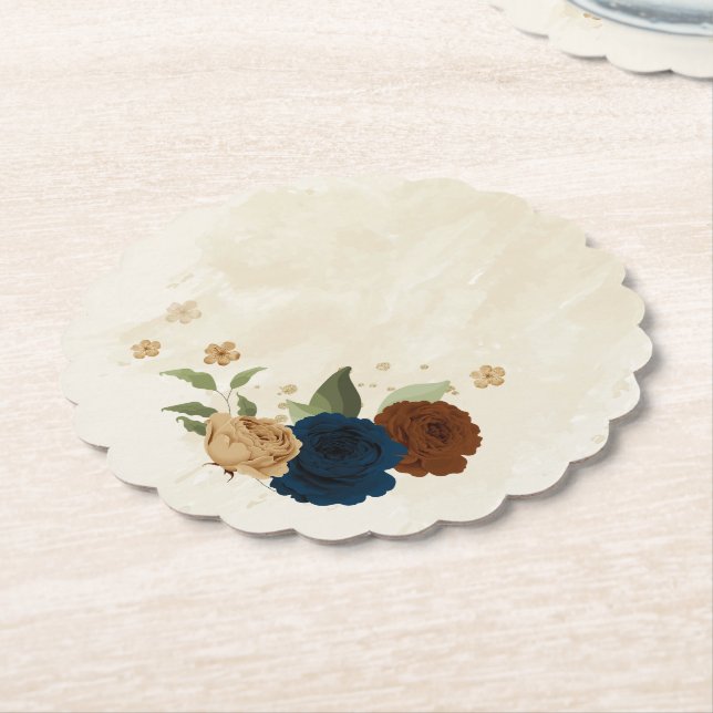 Dessous-de-verre En Papier mariage floral de terre cuite (Incliné)