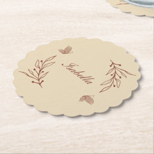 Dessous-de-verre En Papier Mariage floral terracotta élégant romantique