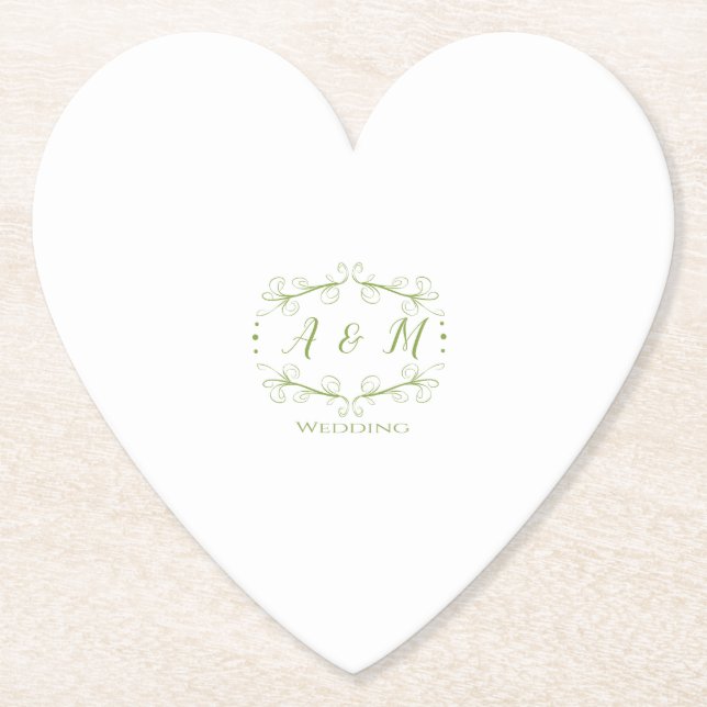 Dessous-de-verre En Papier Mariage Green Chic (Devant)