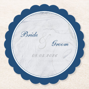 Dessous-de-verre En Papier Mariage Marine et plage de sable blanc