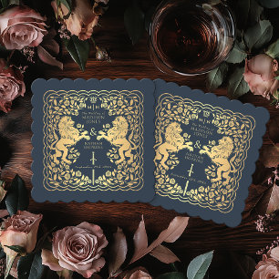 Dessous-de-verre En Papier Mariage médiéval Blue Royal Lion