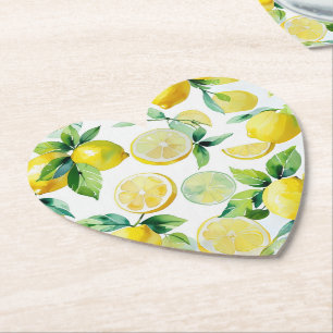 Dessous-de-verre En Papier Mariage moderne avec motif floral bleu citron en é