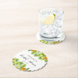Dessous-de-verre En Papier Mariage Moderne Citron Orange d'Été Citrus