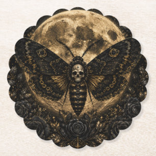 Dessous-de-verre En Papier Mariage Papillon de Nuit Gothique - Romance Sombre