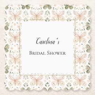 Dessous-de-verre En Papier Mariage Papillons Roses Verts