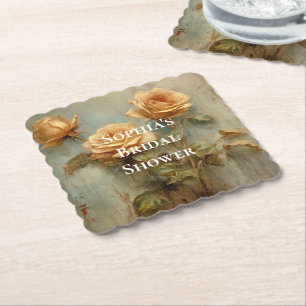 Dessous-de-verre En Papier Mariage romantique aux roses pêche florales