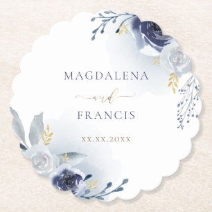 Dessous-de-verre En Papier mariage rose bleu