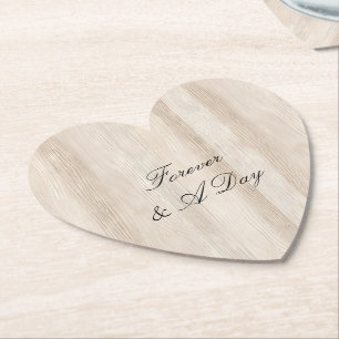 Dessous-de-verre En Papier Mariage Rustique Faux Crème Blanc Bois