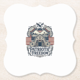 Dessous-de-verre En Papier Mariage rustique patriotique dans une grange