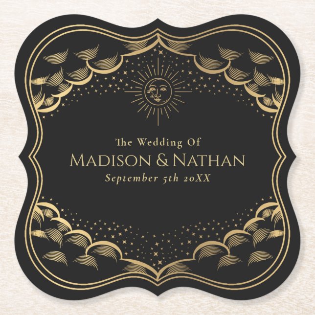 Dessous-de-verre En Papier Mariage Tarot Sun et Moon (Devant)