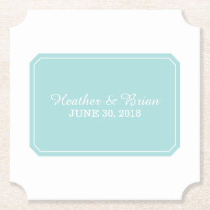 Dessous-de-verre En Papier Mariage Turquoise Simplement Élégant