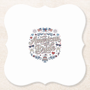 Dessous-de-verre En Papier Mariée Américaine Création Vectorielle De Mariage