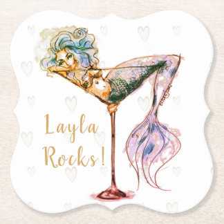 Dessous-de-verre En Papier Martini de sirène personnalisé et magnifique