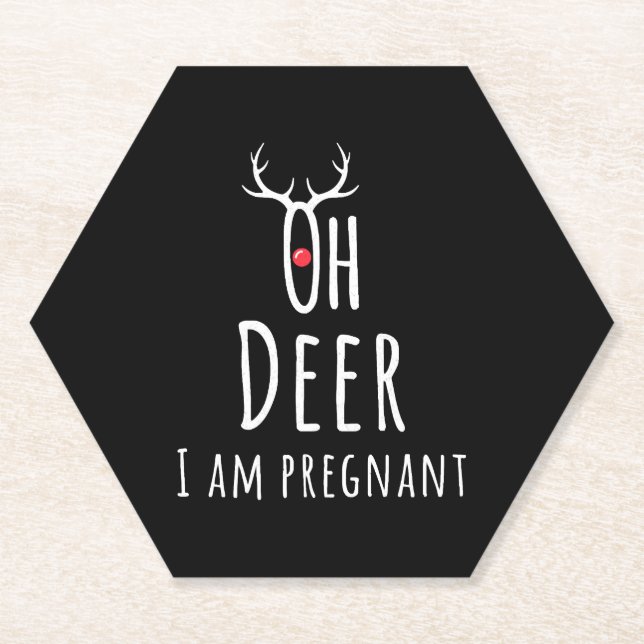 Dessous-de-verre En Papier Maternité Grossesse Enceinte Bébé Noël Cerf (Devant)