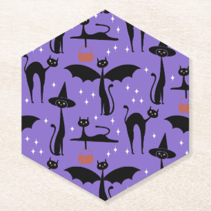 Dessous-de-verre En Papier MCM tenue de fête d'Halloween Chat Minimaliste Vio