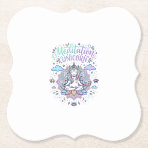 Dessous-de-verre En Papier Méditation de licorne Licorne Fond blanc Vecteur