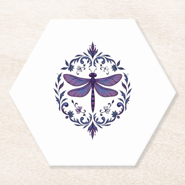 Dessous-de-verre En Papier Meditation Fractal Geometry Spiritual Yoga Dragonf (Devant)