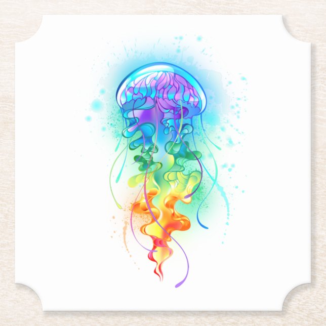 Dessous-de-verre En Papier Méduse arc-en-ciel (Devant)