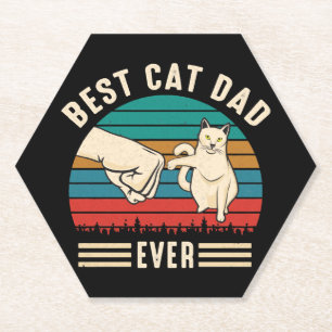 Dessous-de-verre En Papier Meilleur Chat Papa Jamais Chat Poing Hommes Vintag
