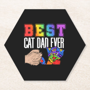 Dessous-de-verre En Papier Meilleur Chat Papa Jamais Coloré Fête des pères ar