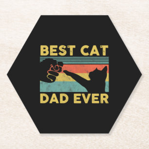 Dessous-de-verre En Papier Meilleur Chat Papa Jamais t Drôle Chat Daddy Fête