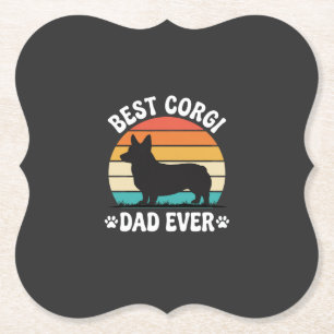Dessous-de-verre En Papier Meilleur papa Corgi Rétro de chien Ever