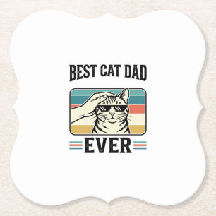 Dessous-de-verre En Papier Meilleur papa de chat vintage conception de amateu