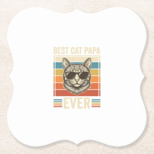 Dessous-de-verre En Papier Meilleur Papa de Chat Vintage Conception de T-shir
