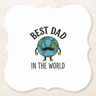 Dessous-de-verre En Papier Meilleur Papa du Monde Earth Moustache Shirt Desig