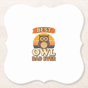 Dessous-de-verre En Papier Meilleur papa hibou jamais vintage gravure concept