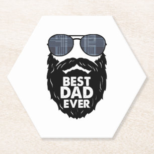 Dessous-de-verre En Papier Meilleur papa jamais barbe barbu lunettes de solei