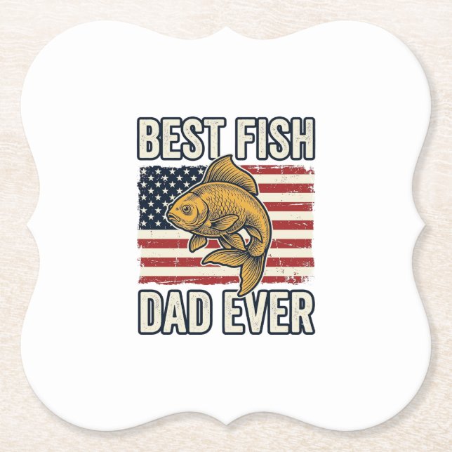 Dessous-de-verre En Papier Meilleur Papa Poisson Jamais Conception de Chemise (Devant)