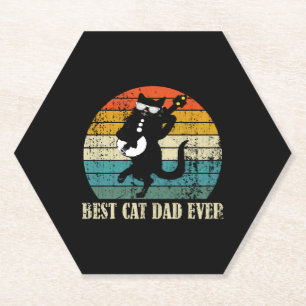 DESSOUS-DE-VERRE EN PAPIER MEILLEUR PÈRE DE CHAT JAMAIS RÉTRO VINTAGE