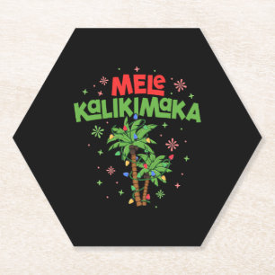 Dessous-de-verre En Papier Mele Kalikimaka Hawaiian Christmas Palm Tree Light