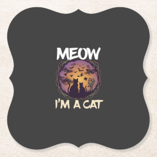 Dessous-de-verre En Papier Meow Am Cat Halloween Night Sorcière Citrouille_1