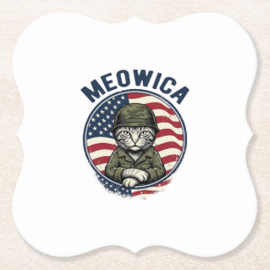 Dessous-de-verre En Papier Meowica Chat Patriotique Chemise Gravure Vintage D