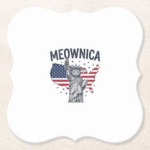 Dessous-de-verre En Papier Meownica Chat Patriotique Design Vectoriel Vintage