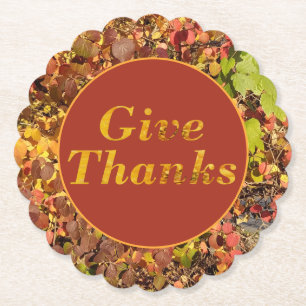 Dessous-de-verre En Papier Merci aux Feuilles floraux de Thanksgiving
