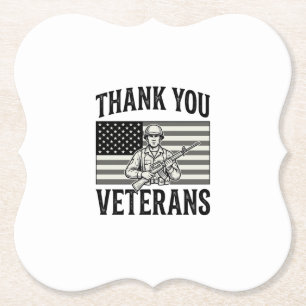 Dessous-de-verre En Papier Merci aux vétérans Vintage Flag Soldat Chemise Des