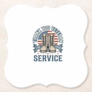 Dessous-de-verre En Papier Merci Vétéran Patriotique Bottes Service Chemise_1
