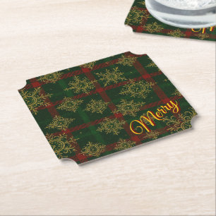 Dessous-de-verre En Papier Merry Steampunk Flocon de neige rouge et vert Tart