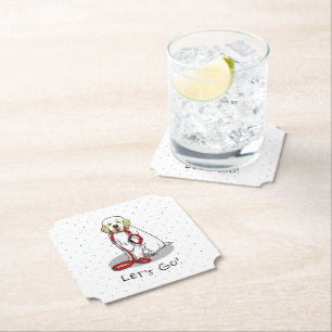 Dessous-de-verre En Papier Mignon Allons-y ! Promener le chien Clumber Spanie