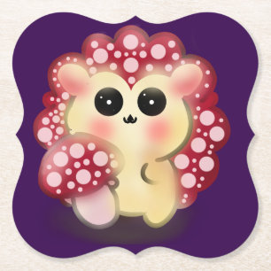 Dessous-de-verre En Papier Mignon Champignon Rouge Kawaii Hérisson Toadstool