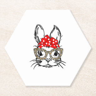 Dessous-de-verre En Papier Mignonette Empreinte de léopard Visage Bandana Rou