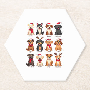 Dessous-de-verre En Papier Mignonne 12 Chiens Xmas Drôle Amateurs de Chien No