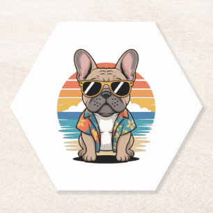 Dessous-de-verre En Papier Mignonne French Bulldog portant des lunettes de so