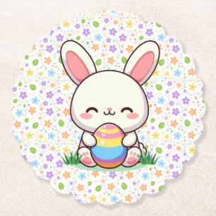 Dessous-de-verre En Papier Mignonne lapin de printemps/Pâques avec oeuf